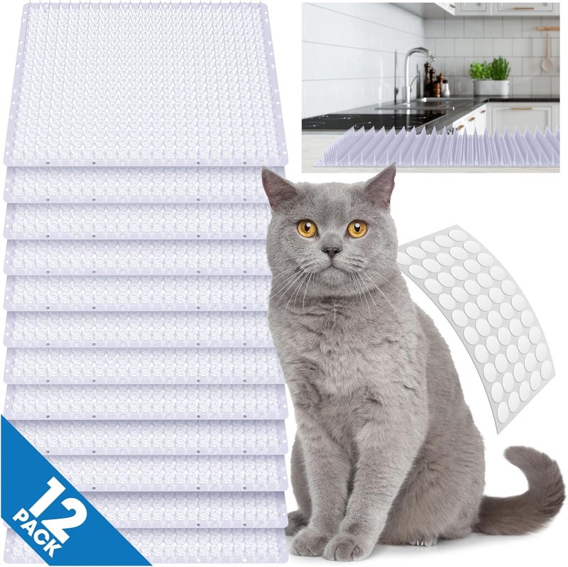 Petfolio 12 Pack Upgraded Scat Mat For Cats - 16 x 13 Inch Cat Repellent Mat With Uneven Spikes Is An Effective Pet Training Mat Device For Cat Repellent Indoor & Outdoor To Deter Cats & Other Animals - Image 1